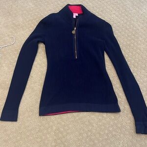 Lilly Pulitzer navy blue knit quarter zip sweater